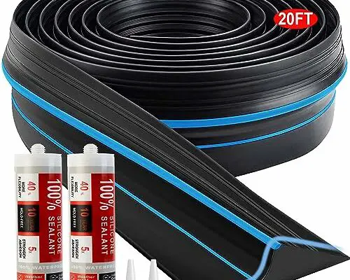 Jin&Bao Universal Garage Door Threshold Seal Strip 20FT Kit, Bottom Waterproof Rubber Weather Stripping Replacement（Blue）