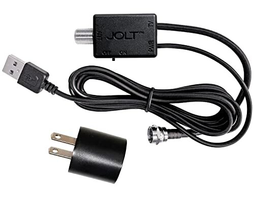 Jolt Switch USB in-Line Amplifier for TV Antenna - w/ 6 ft. USB Cable, Coaxial Cable, USB Power Adapter (Black)