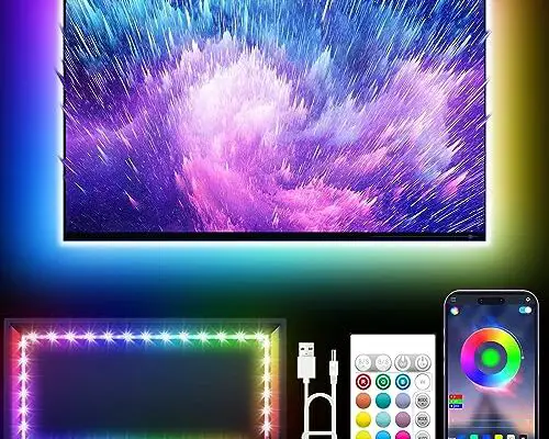 KANTUTOE LED Lights for TV, 16.4ft TV LED Lights for 45-75 Inch, RGB TV Lights Backlight Behind, Music Sync Bluetooth APP and Remote Control TV LED Strip Lights USB Powered for Bedroom/Gaming