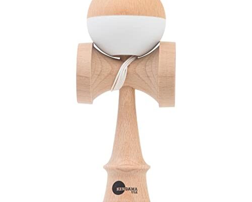 Kendama USA Kaizen Half Split Kendamas Rubberized Matte Silk Paint & Extras Included (Natural & White)