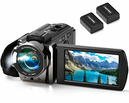 kimire Video Camera Camcorder Digital Camera Recorder Full HD 1080P 15FPS 24MP 3.0 Inch 270 Degree Rotation LCD 16X Digital Zoom Camcorder Camera with 2 Batteries(Black)