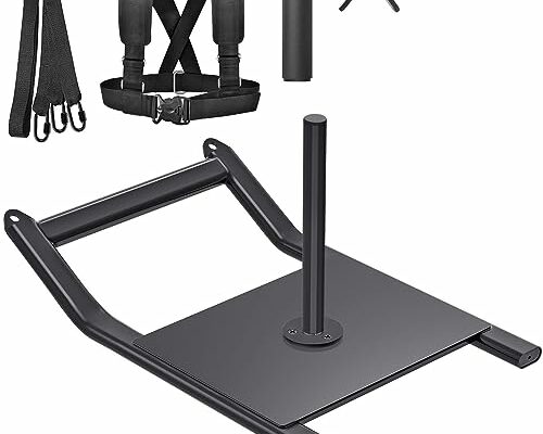 Kipika Weight Sled - Workout Sled - Fitness Strength Training Sled - Speed Training Sled for Athletic Exercise - Speed Improvement - Easily Through Obstacles - Suitable for 1"&2" Weight Plate - Black