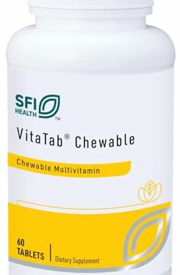 Klaire Labs VitaTab Chewable - Multivitamin & Multimineral with 24 Vital Nutrients for Kids & Adults, Natural Cherry-Orange Flavor, No Artificial Colors, Flavors, or Preservatives (60 Tablets)