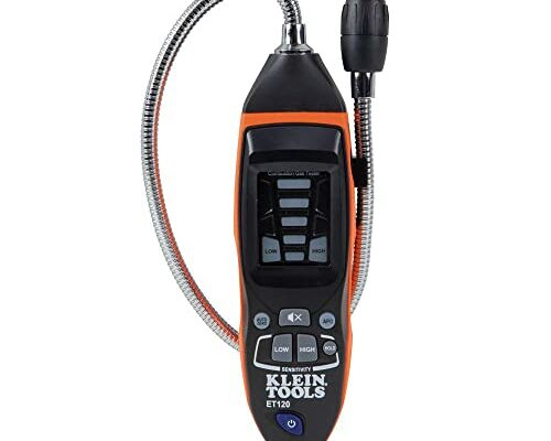 Klein Tools ET120 Gas Leak Detector, Combustible Gas Leak Tester with 18-Inch Gooseneck Has Range 50 - 10,000 ppm, Includes Pouch, Batteries