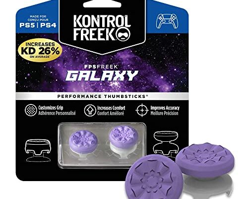 KontrolFreek FPS Freek Galaxy Purple for PlayStation 4 (PS4) and PlayStation 5 (PS5) | Performance Thumbsticks | 1 High-Rise, 1 Mid-Rise | Purple