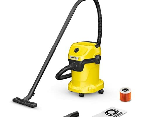 Kärcher - WD 3 Multi-Purpose Wet-Dry Shop Vacuum Cleaner - 4.5 Gallon - With Attachments – Blower Feature, Compact Space-Saving Design - 1000W,Yellow