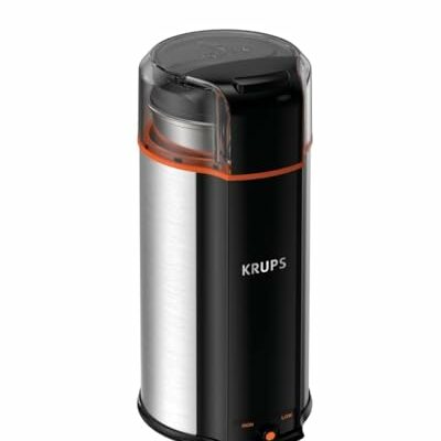 KRUPS: 3oz Coffee Grinder, Ultimate Silent Vortex Plastic and Stainless Steel Grinder with Removable Bowl Mess-Free, 8 Times Quieter, 2 Speeds 240 Watts,Dry Herbs,Dishwasher Safe,12 cups ground Silver