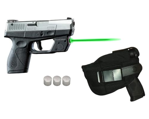 Laser Kit for Taurus® PT709 / PT740 Slim w/Tactical Holster, Touch-Activated ArmaLaser TR18-G Green Laser & 2 Extra Batteries