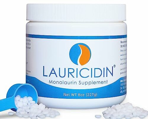 Lauricidin Monolaurin Supplement for Immune Support - Gut Health - High Potency Monolaurin Pellets, 3000mg per Serving- 227g per 8oz Jar