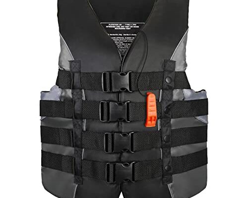 Leader Accessories Adult Universal Personal Flotation Device USCG Approved Life Jacket Vest (Black, 2XL)