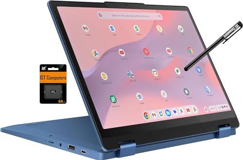 Lenovo 2022 IdeaPad Flex 3 11.6" HD 2-in-1 Touchscreen Chromebook (8-Core MediaTek MT8183, 4GB RAM, 64GB eMMC, Stylus, Webcam) Flip Convertible Home Education Laptop, IST Computers Pen, Chrome OS