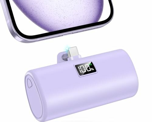 LENUTO Portable Charger for iPhone 15 Power Bank, 6000mAh USB-C Portable Phone Charger with Fast Charging (20W), Mini Battery Pack for iPhone 15 Pro/15 Plus/15 Promax/Samsung/Huawei Andriod - Purple