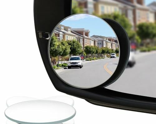 LivTee Blind Spot Mirror, 2" Round HD Glass Frameless Convex Rear View Mirrors Exterior Accessories with Wide Angle Adjustable Stick for Car SUV and Trucks, Pack of 2