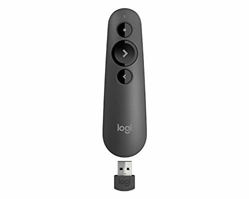 Logitech R500s Laser Presentation Remote Clicker with Dual Connectivity Bluetooth or USB for Powerpoint, Keynote, Google Slides, Wireless Presenter - Black (Class 1 Laser)