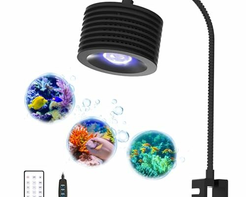 Lominie LED Aquarium Light, Nano Coral Reef Light Clip on Aquarium Light Full Spectrum Remote Control Fish Tank Lamp Dimmable for Saltwater Fish Tank (Saltwater)