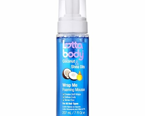 Lottabody Coconut Oil and Shea Wrap Me Foaming Curl Mousse , Creates Soft Wraps, Hair Mousse for Curly Hair, Defines Curls, Anti Frizz, 7 Fl Oz