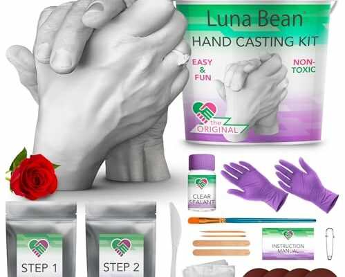 Luna Bean Hand Casting Kit – Couples Gifts Idea, Anniversary for Couple Gift, Mothers Day Gifts, Fun Date Night Ideas, Gift for Women and Men, Hand Molding Kit, Valentines Day, Christmas