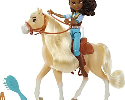 Mattel Spirit Untamed Doll & Toy Horse Set, 7-inch Pru Small Doll with 7 Movable Joints, Chica Linda (8-inch) with Soft Mane & Tail & Accessories