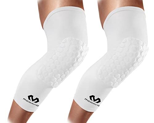 McDavid Hex Knee Compression Sleeves, Pull-On Padded Protection, Moisture Wicking (1 Pair)