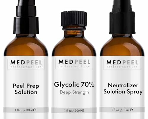 MedPeel Glycolic Acid 70% Essential Peel Kit, Includes Peel, Prep and Neutralizer, Professional, Deep Strength Chemical Face Peel, Minimize Pores Wrinkles, 1oz/ 30ml (Kit of 3)