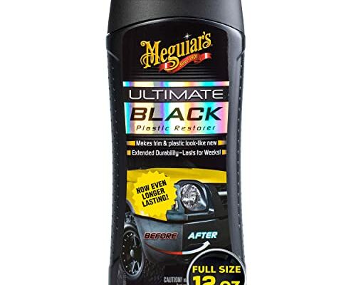 Meguiar's Ultimate Black Plastic Restorer - Restores Black Plastic & Faded Trim Pieces While Adding Durability & UV Protection - 12 Oz