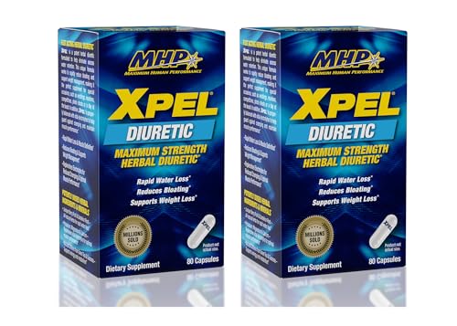 MHP Xpel Maximum Strength Diuretic Capsules, 80 Count (Pack of 2) (Packaging May Vary)