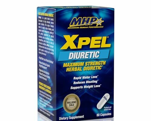 MHP Xpel Maximum Strength Diuretic Water Pills, for Water Retention Relief, Weight loss Support, with Vitamin B-6 Potassium Dandelion Root, 80 Capsules