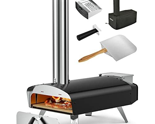 Mimiuo Outdoor Pizza Oven Wood Pellet 12" Pizza Ovens with Pizza Stone and Pizza Peel, Portable Wood-Fired Pizza Oven Pizza Stove for Backyard and Outside (Classic W-Oven Series)