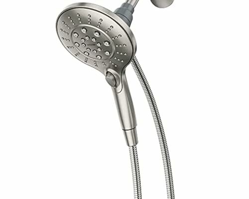 Moen Engage Spot Resist Brushed Nickel Magnetix Six-Function 5.5-Inch Handheld Showerhead with Magnetic Docking System, Detachable Shower Head, 26112SRN