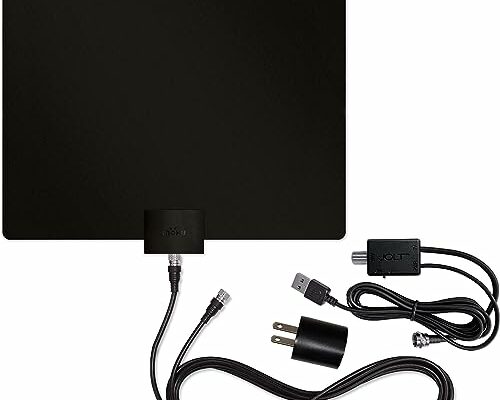 Mohu Leaf 50 Amplified Indoor TV Antenna, 60-Mile Range, UHF/VHF Multi-directional, Paper-Thin, 16 ft. Coaxial Cable, 15dB Amplifier with USB Cable, Reversibile, Paintable, 4K-Ready HDTV, MH-110584