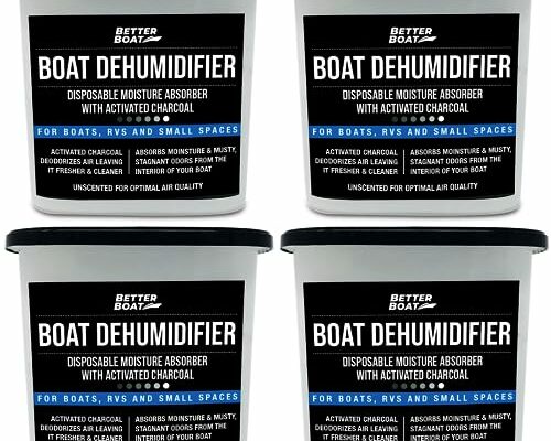 Moisture Absorber Boat Dehumidifier Moisture Absorbers Charcoal Smell Remover to Get Rid of Damp Smell & Humidity | No Refill for Basement, Closet, Home, RV or Boating Unscented Fragrance Free 4 Pack