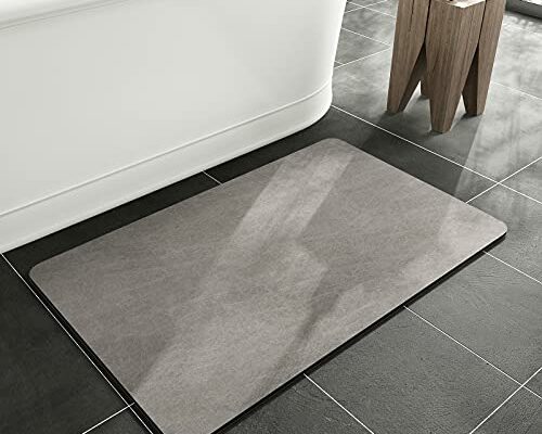 MontVoo-Bath Mat Rug-Rubber Non Slip Quick Dry Super Absorbent Thin Bathroom Rugs Fit Under Door-Washable Bathroom Floor Mats-Shower rug for in Front of Bathtub Shower Room Sink