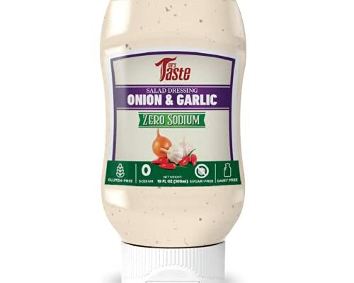 Mrs Taste Sugar Free Onion & Garlic Salad Dressing, Zero Calories, Zero Sodium, Zero Sugar, High Fiber, Keto Friendly, Paleo Friendly, Condiments and Sauces (Onion & Garlic)