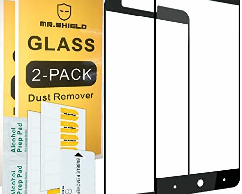 Mr.Shield [2-PACK] Designed For ZTE ZMAX Pro [Tempered Glass] [Full Cover] [Black] Screen Protector