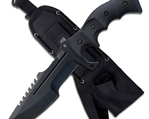 MTech USA Xtreme – Spring Assisted Open Folding Knife – Black Stainless Steel Tanto Blade with Sawback, Black G10 Handle, Liner Lock, EDC, Tactical – MX-8054 11-Inch Overall