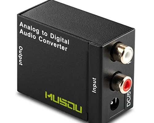 Musou RCA Analog to Digital Optical Toslink Coaxial Audio Converter Adapter with Optical Cable