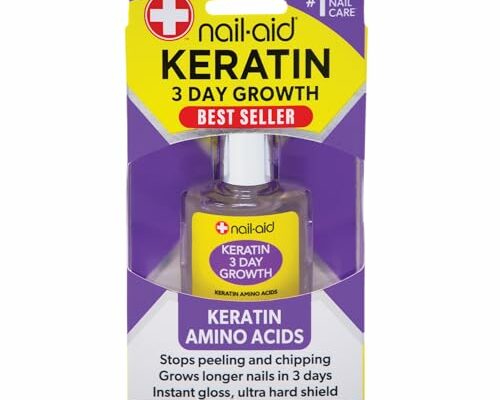 Nail-Aid Keratin 3 Day Growth Nail Treatment & Strengthener, Clear, 0.55 Fl Oz