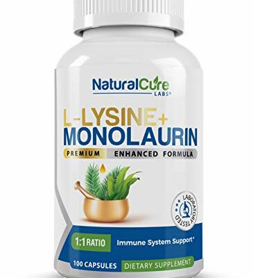 Natural Cure Labs L-Lysine + Monolaurin 600mg 1:1 Ratio, 100 Capsules