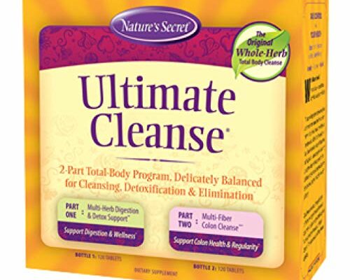 Nature's Secret Ultimate Cleanse 2-Part Total Body Detoxification & Elimination Supports Digestion, Wellness, Colon Health & Regularity - Multi-Herb Digestion & Multi-Fiber Cleanse - 240 Tablets