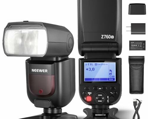 NEEWER Z760-N TTL Camera Flash Speedlite Compatible with Nikon DSLR, 76Ws GN60 2.4G 1/8000s HSS Speedlight, TCM Conversion, 7.4V/2600mAh Lithium Battery Charger Set, 480 Full Power Flashes