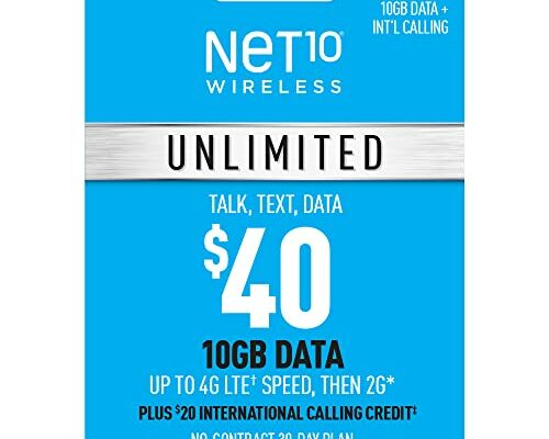 Net10 $40 Unlimited Talk,Text & Data(10GB High–Speed) Plan [Physical Delivery]