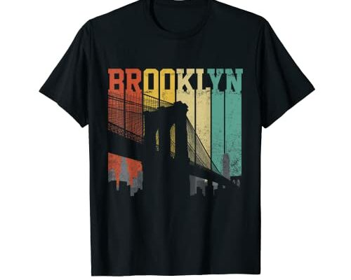 New York City Brooklyn Bridge Vintage Retro Skyline NYC NY T-Shirt