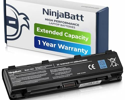 NinjaBatt Battery for Toshiba PA5024U-1BRS PA5026U-1BRS PABAS260 PABAS262 PA5023U-1BRS PA5025U-1BRS Satellite S855 C855 C850 P850 L850 L855 High Performance [6 Cells/4400mAh/48wh]