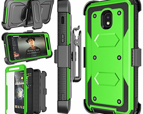 Njjex Galaxy J3 Orbit Case, For Samsung J3 2018/J3 Eclipse 2/J3 Achieve/Express Prime 3/Amp Prime 3/J3 Prime 2/J3 Emerge/J3 V 3rd Gen/J3 Aura/J3 Star Case, Holster Swivel Belt Clip Phone Cover - Green