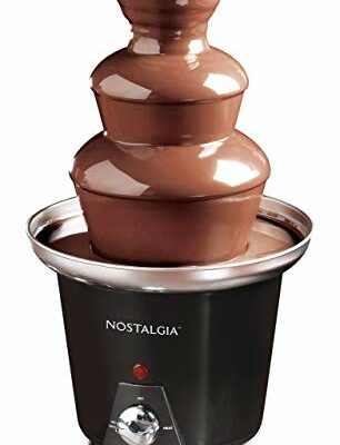 Nostalgia 3 Tier Electric Chocolate Fondue Fountain Machine for Parties - Melts Cheese, Queso, Candy, and Liqueur - Dip Strawberries, Apple Wedges, Vegetables, and More - 24-Ounce - Black, Small