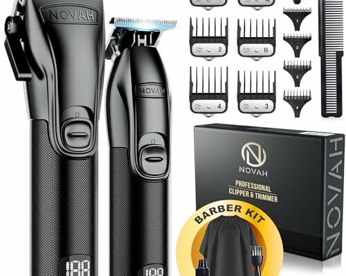 NOVAH® Professional Hair Clippers for Men, Professional Barber Clippers and Trimmer Set, Mens Cordless Hair Clippers for Barbers Haircut Kit Fade