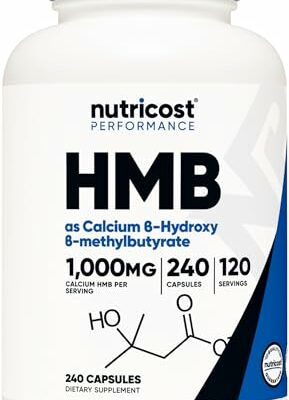 Nutricost HMB (Beta-Hydroxy Beta-Methylbutyrate) 1000mg (240 Capsules) - 500mg Per Capsule, 120 Servings - Gluten Free and Non-GMO