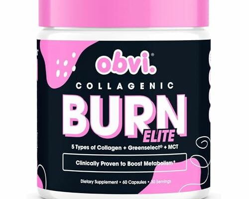 Obvi Burn Elite | Supports Metabolism Boost, Energy, and Focus | Supplement with Collagen and Green Tea | Supports Healthy Hair, Skin, Nails, and Joints | 60 Capsules, 30 Servings