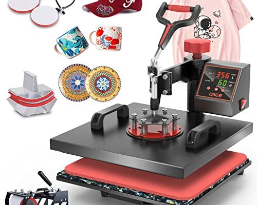 OIIEE Heat Press Machine 5 in 1 Combo Heat Press 15 x 15 Inch Heat Transfer Machine 360-Degree Swing Away Digital Shirt Printing Multi-function Heat Transfer Sublimation for T Shirts Mug Hat Plate Cap