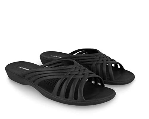 OKABASHI Women's Venice Sandals (Black, ML) | Daily Sandals w/Arch Support | Helps Relieve Foot Soreness & Pain